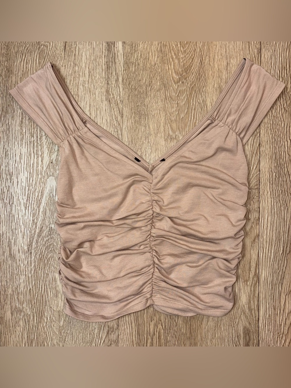 NWOT Tan Off-Shoulder Crop Top